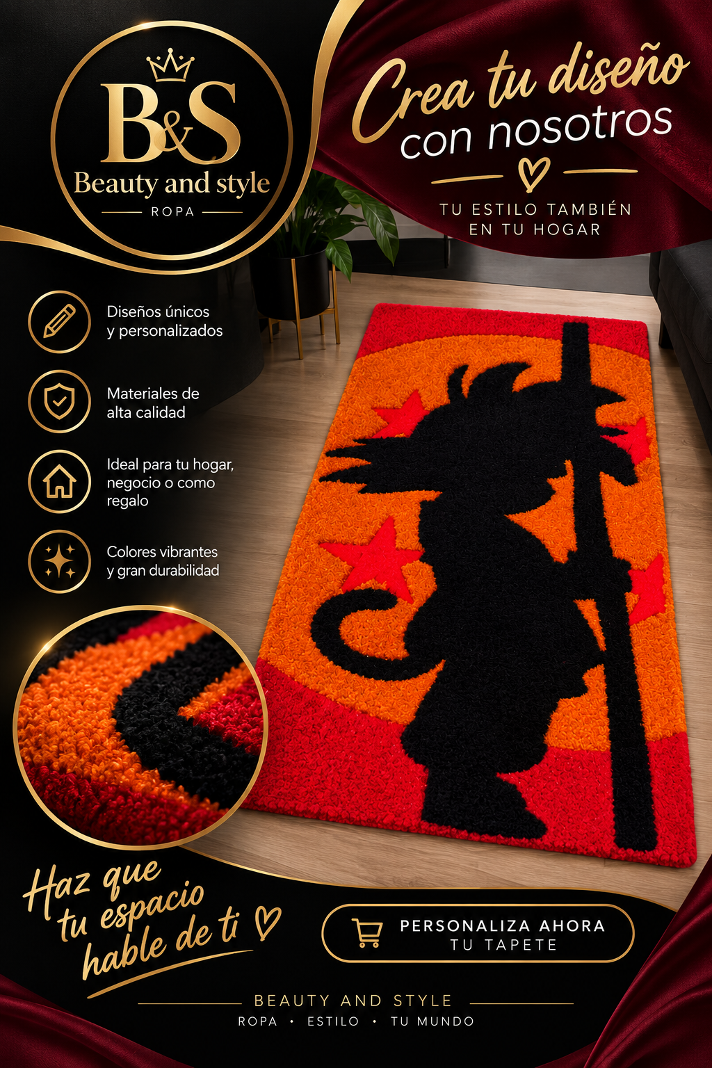 Tapete personalizado de colores vibrantes con silueta artística